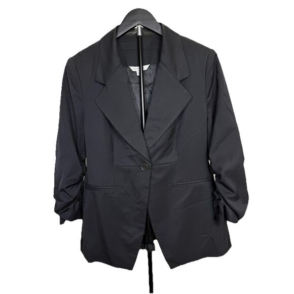 Boston Proper Ruched Sleeve Blazer Women’s Sz 12 Single Button - Picture 2 of 9